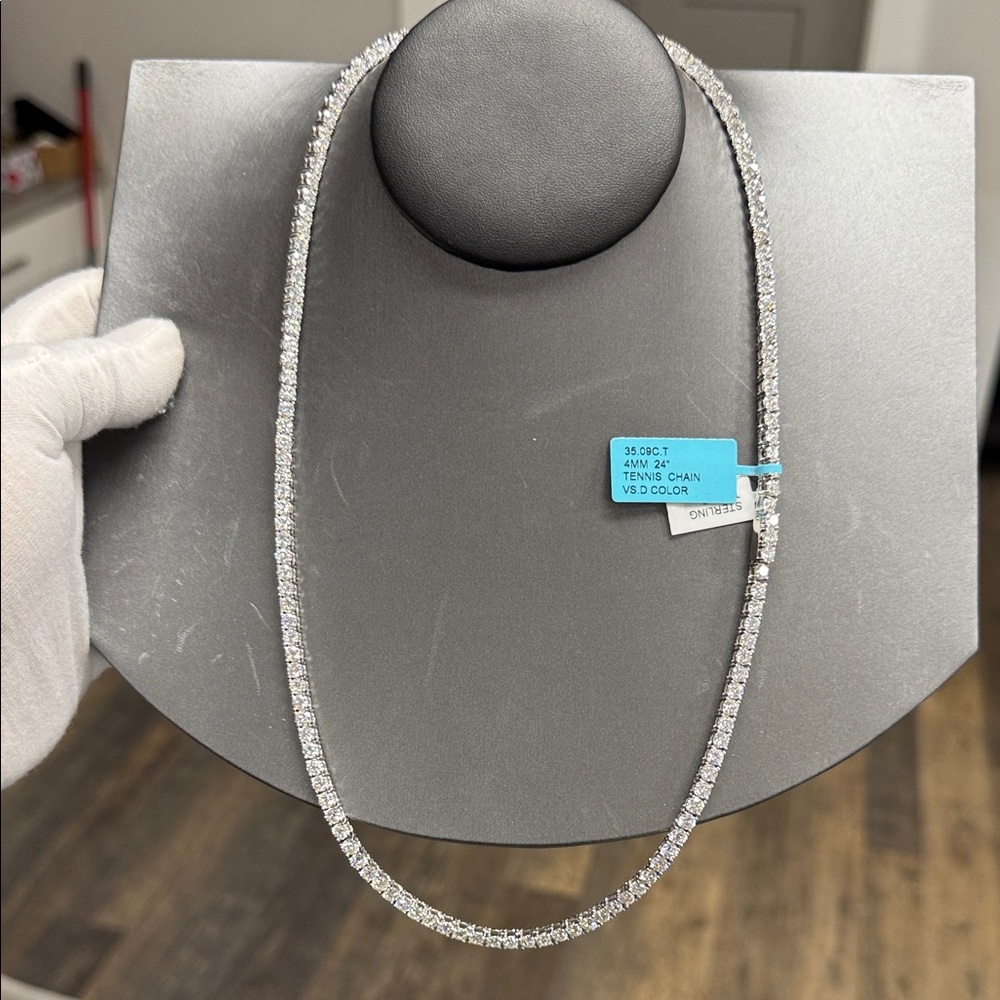 Silver And Moissanite 35ct Tennis chain